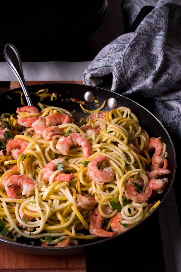 How to Make Summer Squash Noodles - Keto Shrimp Scampie - Low Carb Gluten Free
